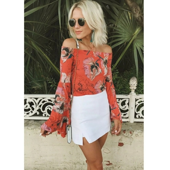 Free People Birds of Paradise off the shoulder bell sleeve top XS - Picture 7 of 7